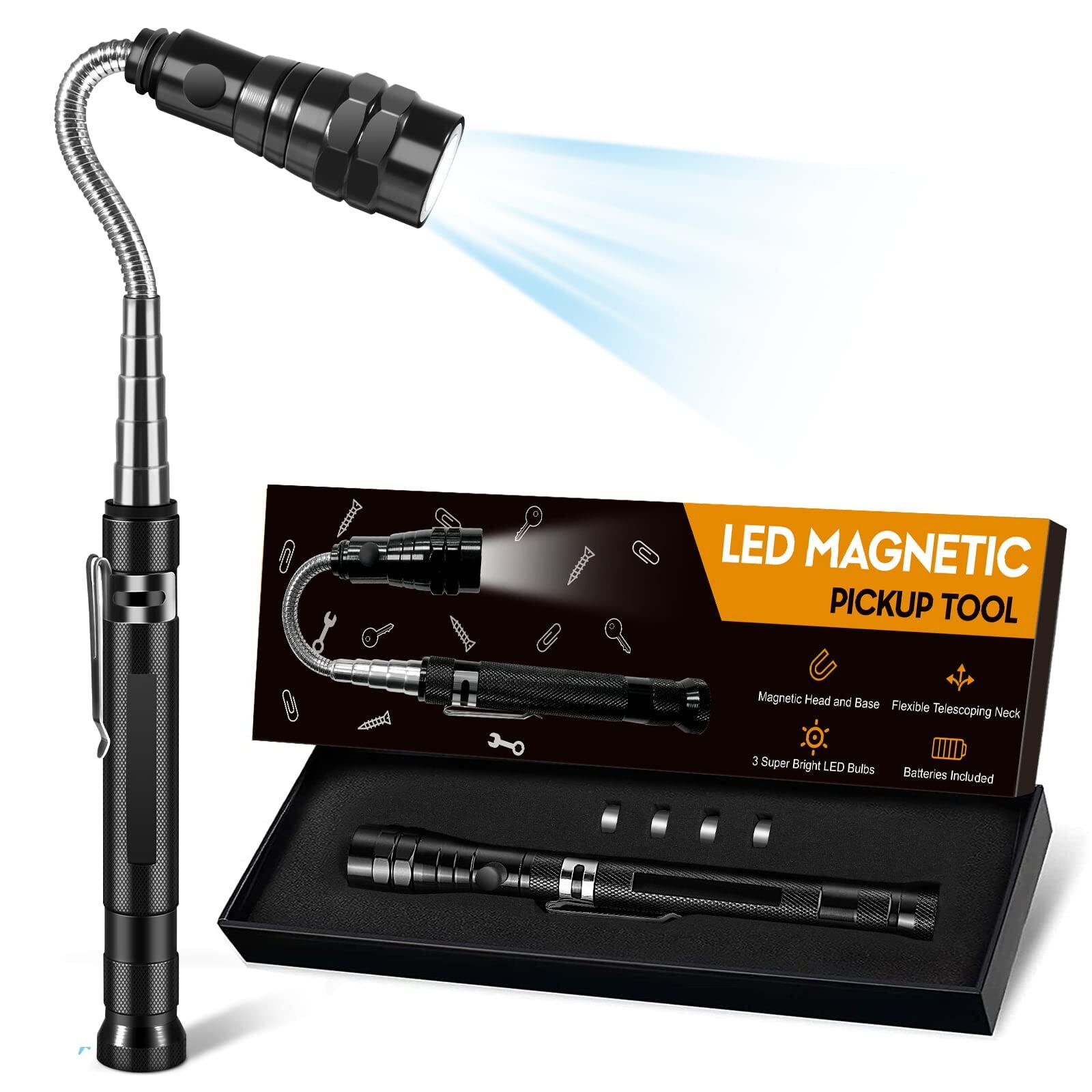 LED Magnetic Pickup Tool, Christmas Gifts for Men Him Stocking Stuffers, Boyfrie