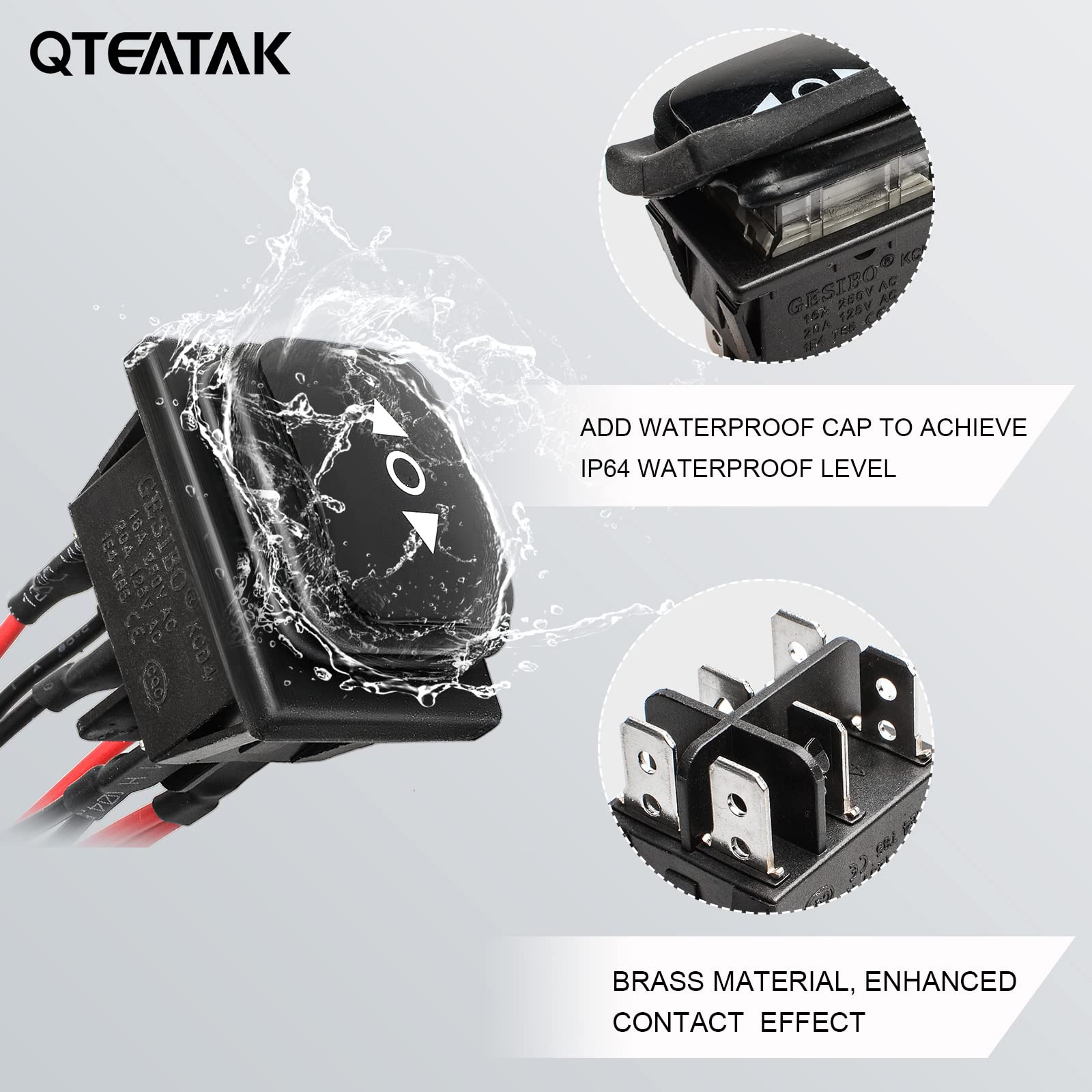 QTEATAK DC 12V 10A 6 Pin 3 Position (ON)-Off-(ON) AC 110V-220V Waterproof Mom…