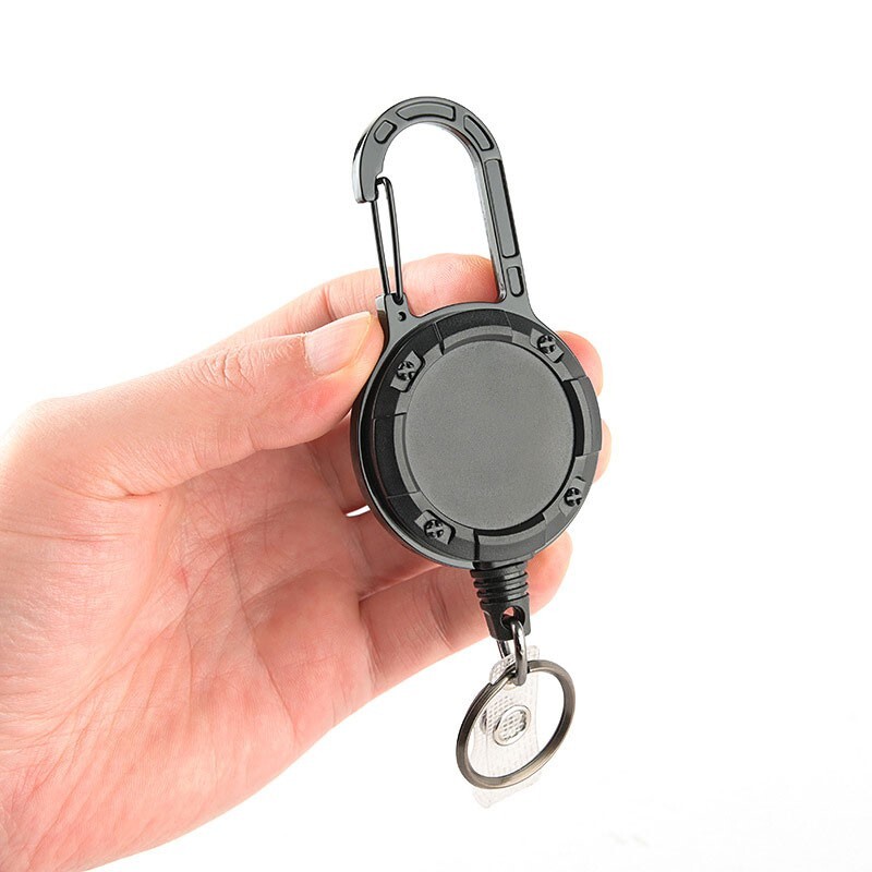 EDC 2 PCS Outdoor High Rebound Telescopic Key Chain Ring Buckle Anti-theft Steel