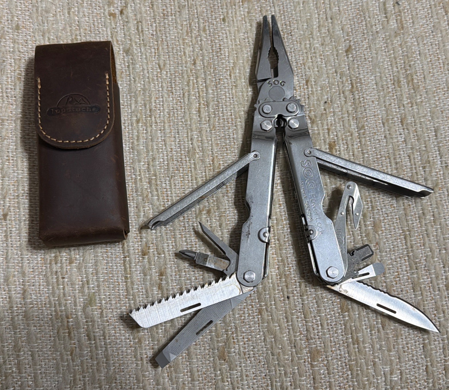 SOG PowerLock Pliers Multi Tool w/ Leather Sheath… FREE S&H!
