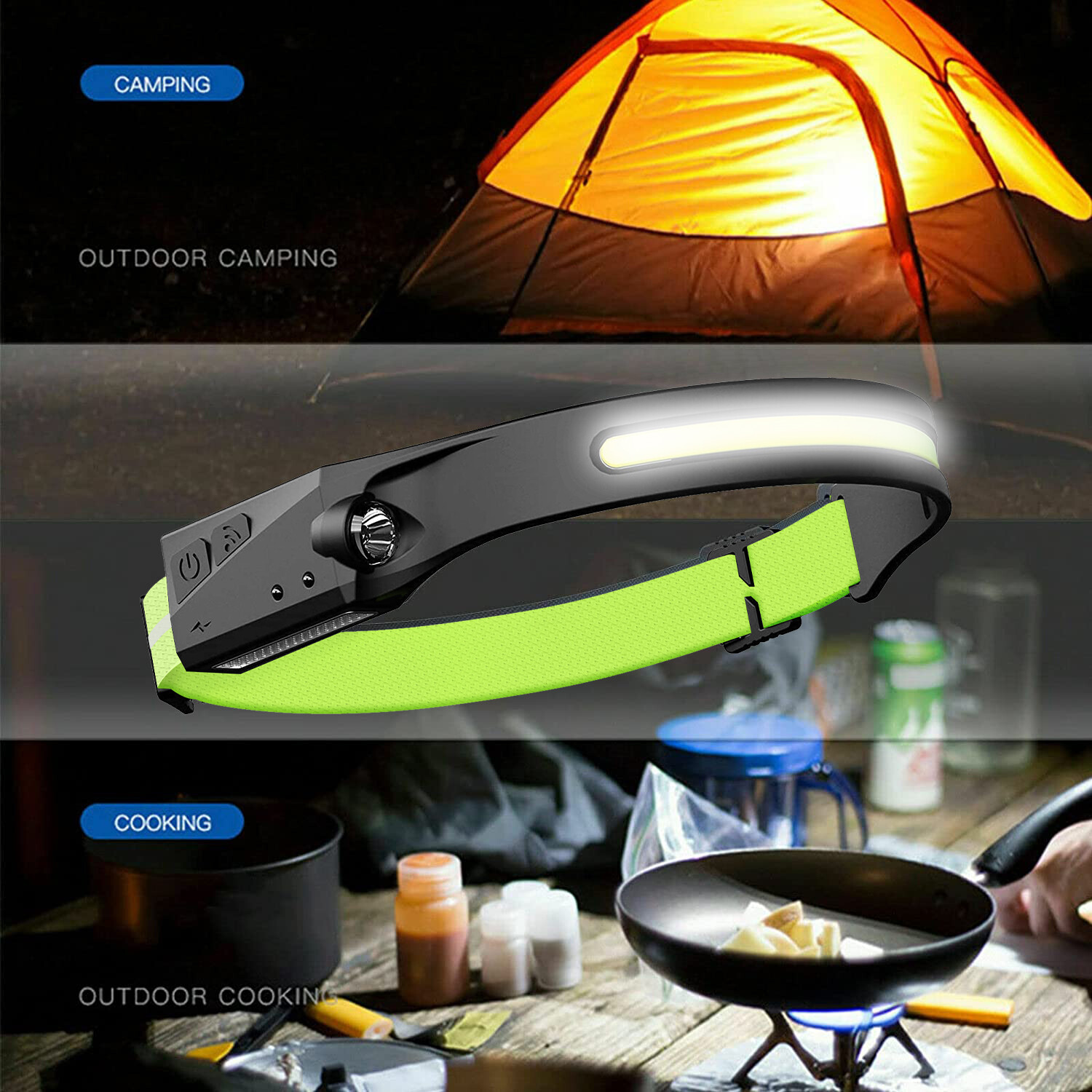 Super Bright Wide Beam and Focus Light Switch Soft Headlight for Camping Hiking