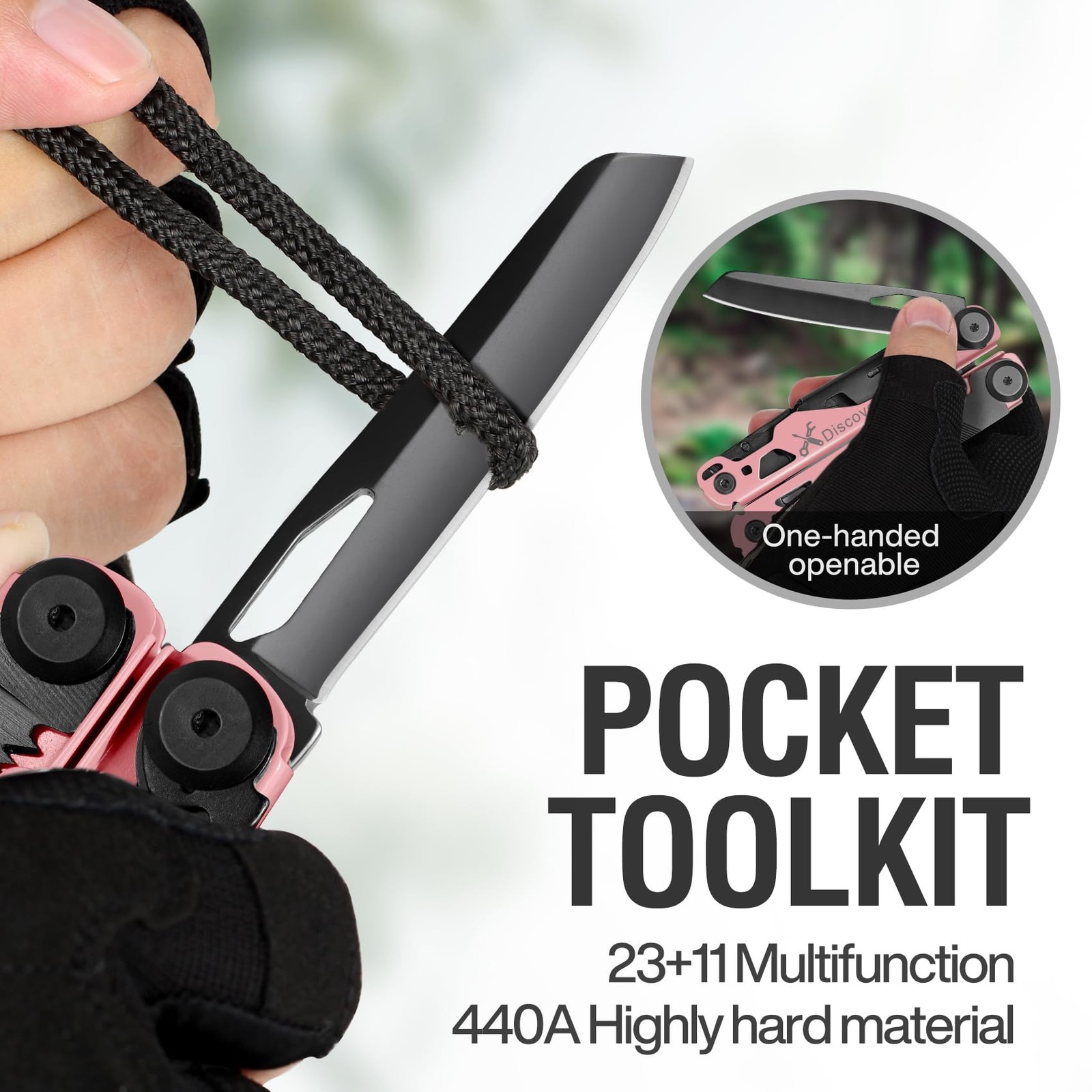 Herramienta Multiusos 23 En 1 Con Alicates Y Cuchillo De Camping Rosa