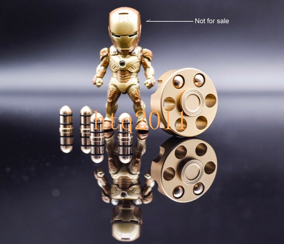 EDC Desk Toy Brass Revolver Bullets Finger Spinner Top Hand Fidget Pocket