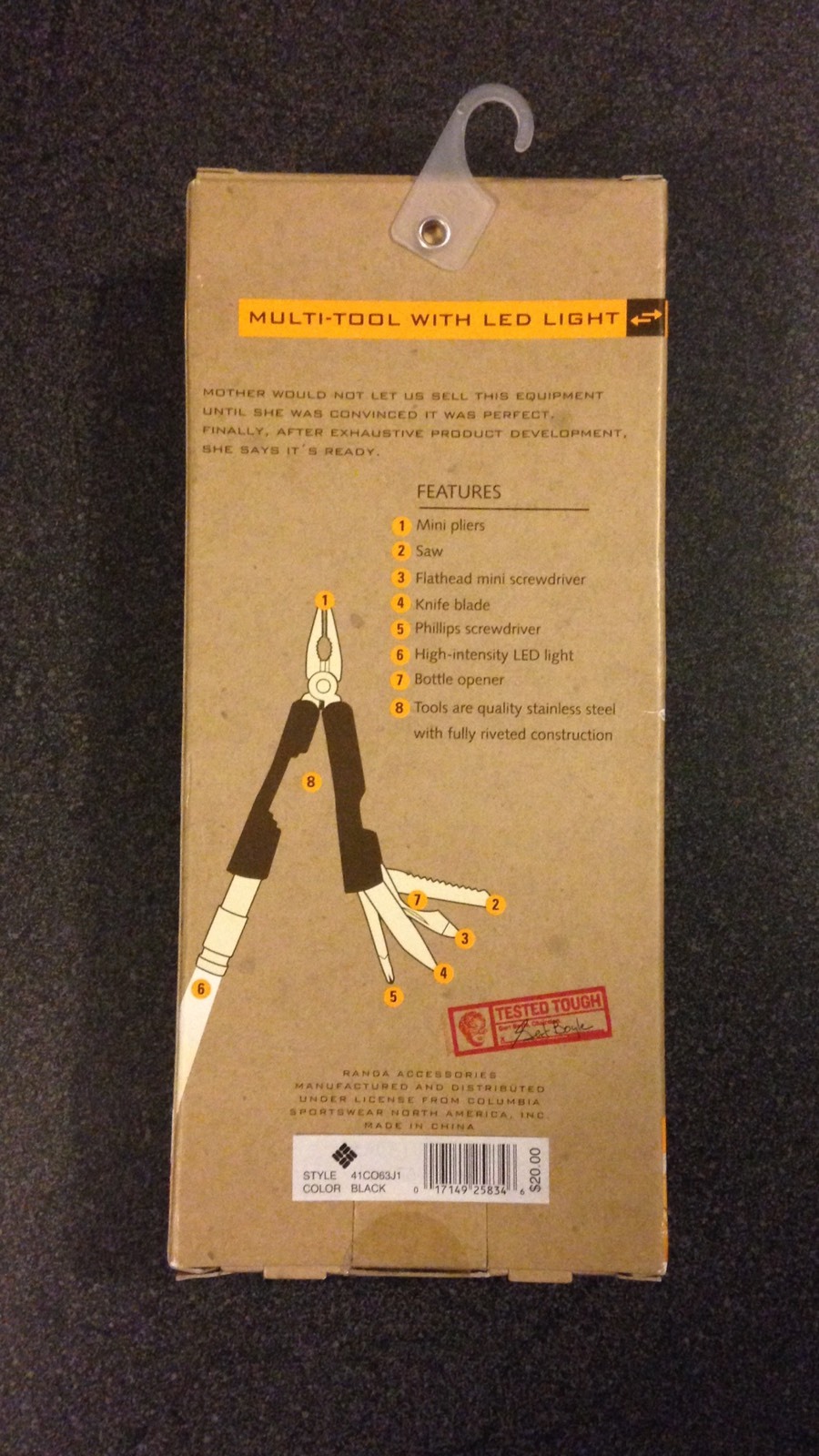 Columbia Sportswear Multi-Purpose Tool LED Stainless Steel & Black. OOP New Rare