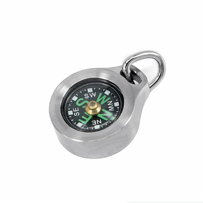 Mini Titanium Keychain Compass for Outdoor Camping Travel EDC Necklace Pendant