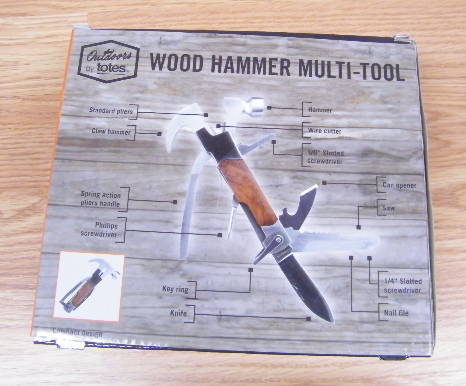 Outdoor by Totes 13 Functions Stainless Steel Stained Wood Handle Multi Tool