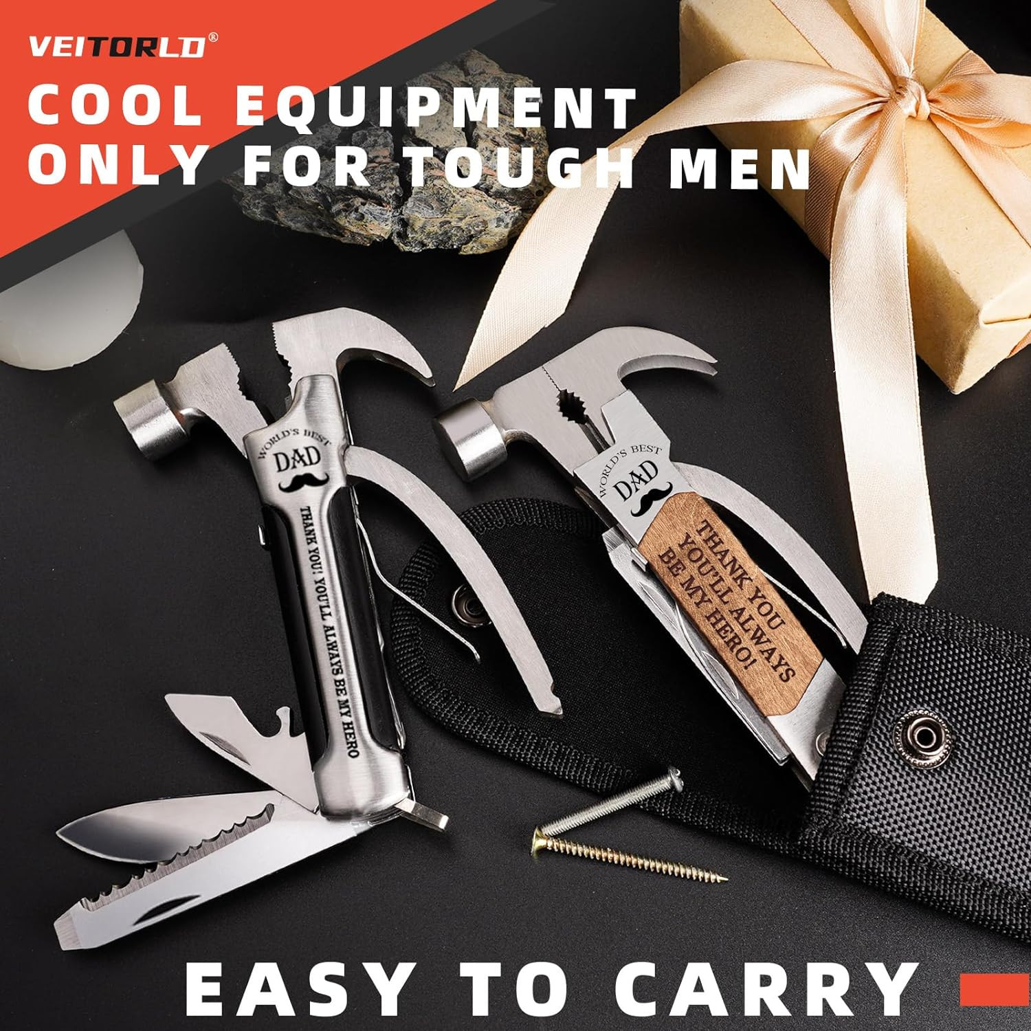 All-in-One Survival Hammer Multitool with Engraved Box – Great Gift for Dad