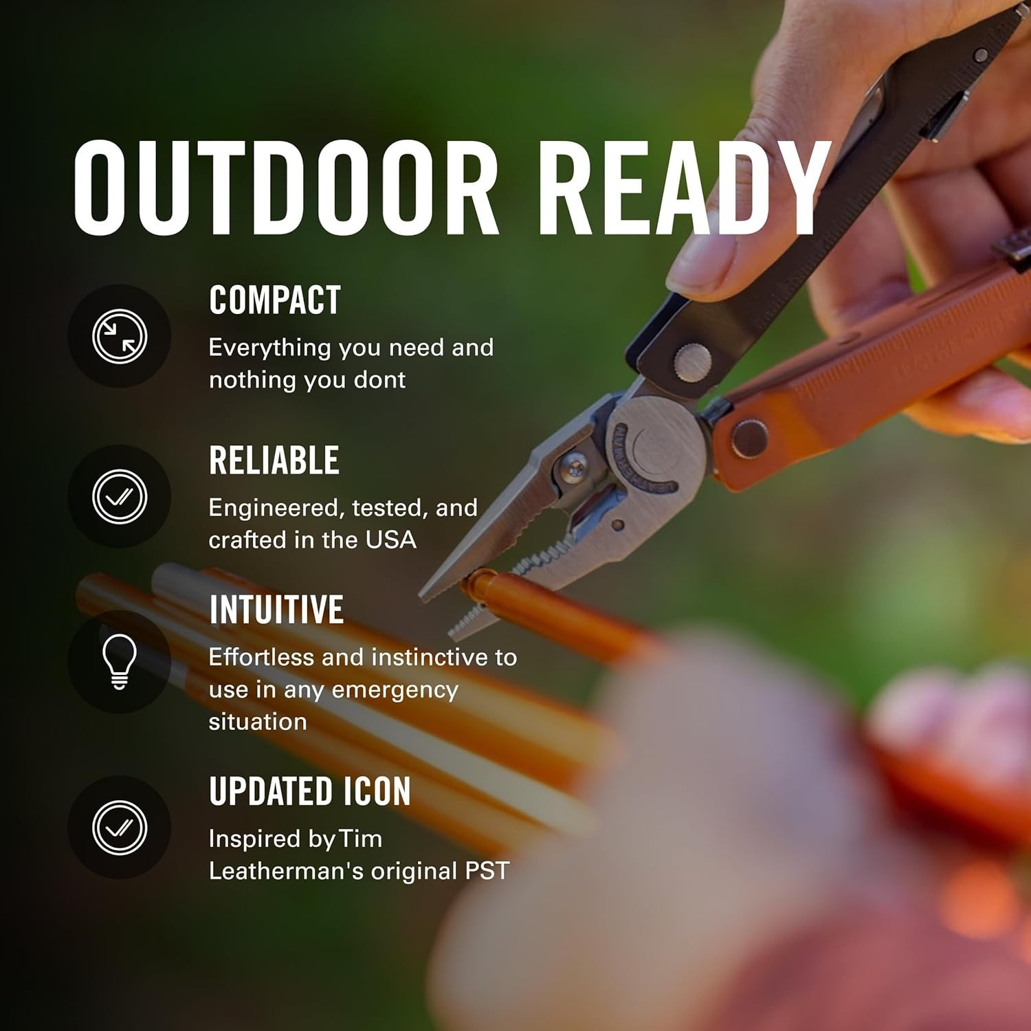 LEATHERMAN Rebar Multitool, Mossy Slate with Nylon Sheath, Burnt Sienna/Orange