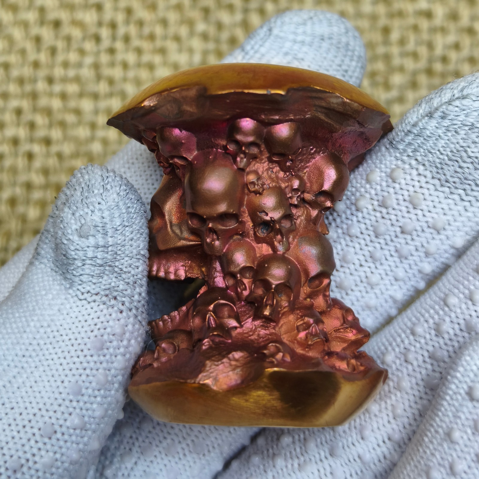 Pure Red purple copper death head skeleton ornament Solid Artistic statue apple