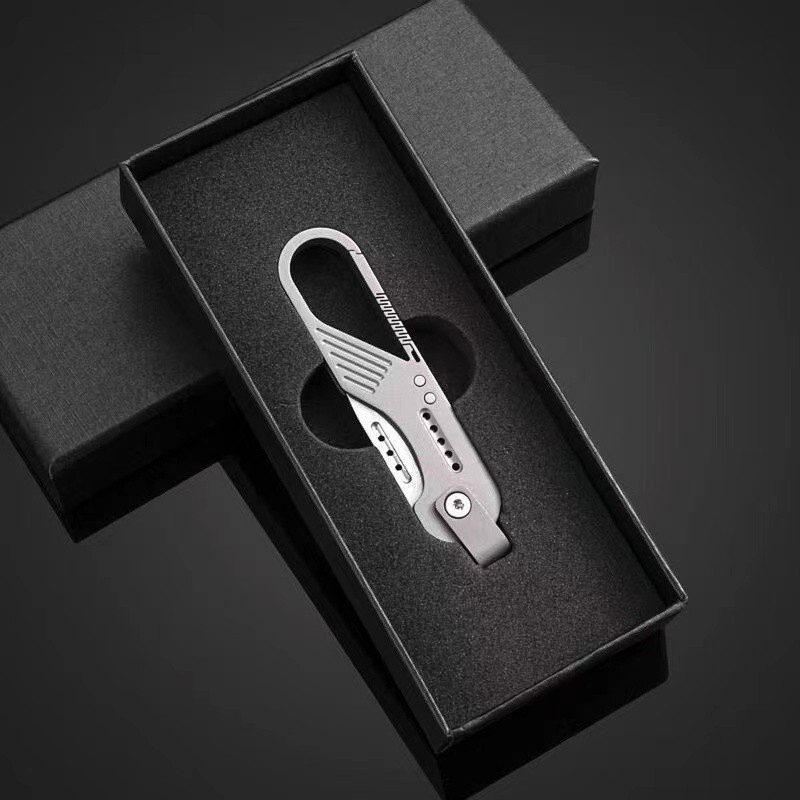Titanium Alloy Keychain Folding Knife Portable Hiking Camping EDC Tool Outdoor