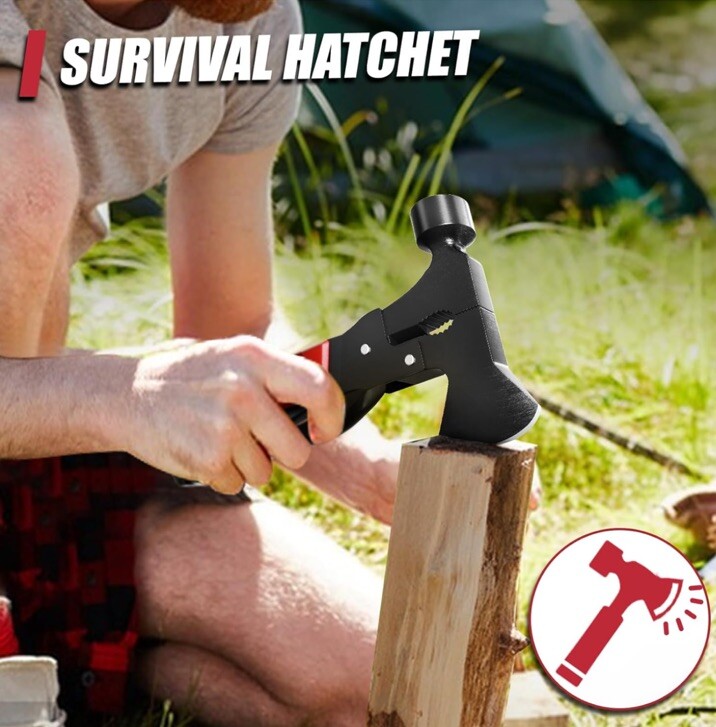 Multitool Axe Hammer Camp Hatchet Screwdriver Bits Knife NEW – USA