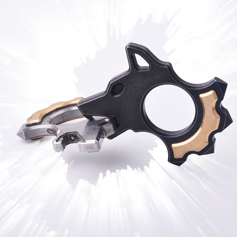 Stainless steel – Titanium alloy Wolf EDC Tool Screwdriver – Brass inlay