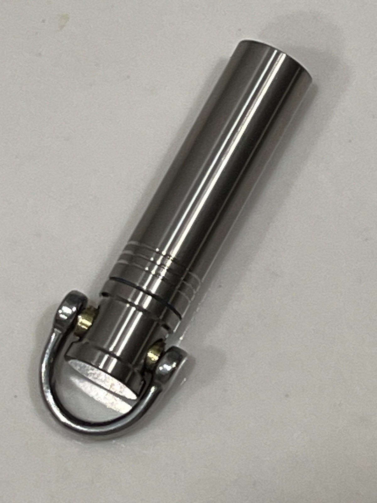EDC Titanium Keyring Pill Fob Container w/Stainless Steel Keyring, 2-3/8”