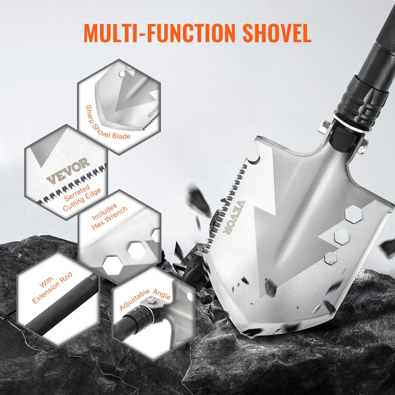 8-in-1 Survival Shovel – Tactical Folding Multitool – Military Grade Camping Gea