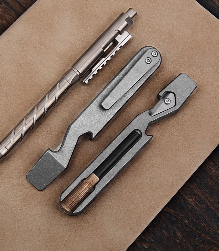 Titanium Alloy Multifunctional Pry Bar Crowbar Outdoor EDC with Strike Fire Tool