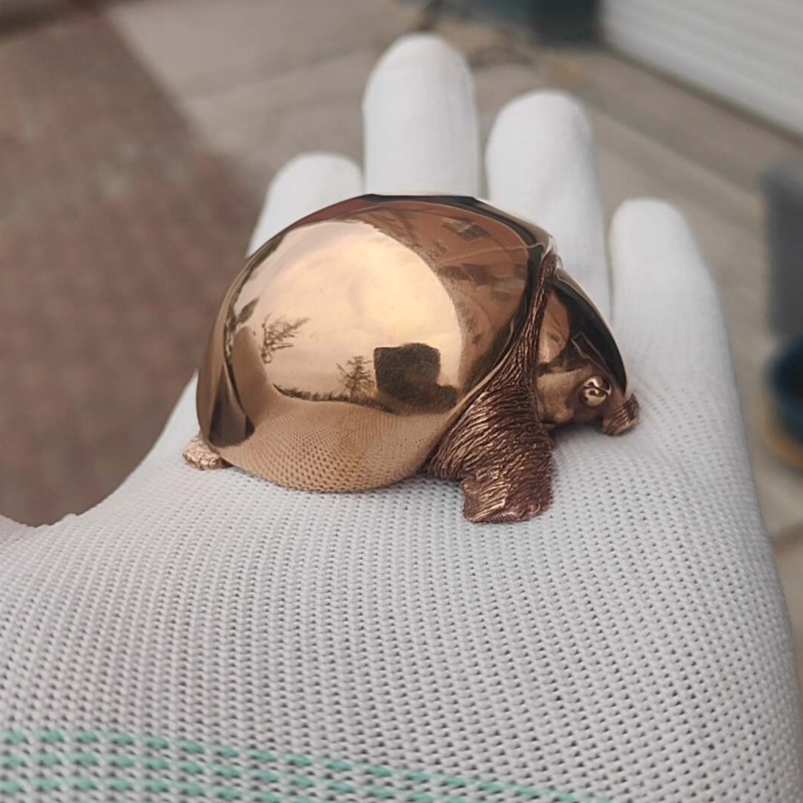 Purple copper Pig-nosed turtle Tortoise handcraft animal reptile statue ‌Fly Ri