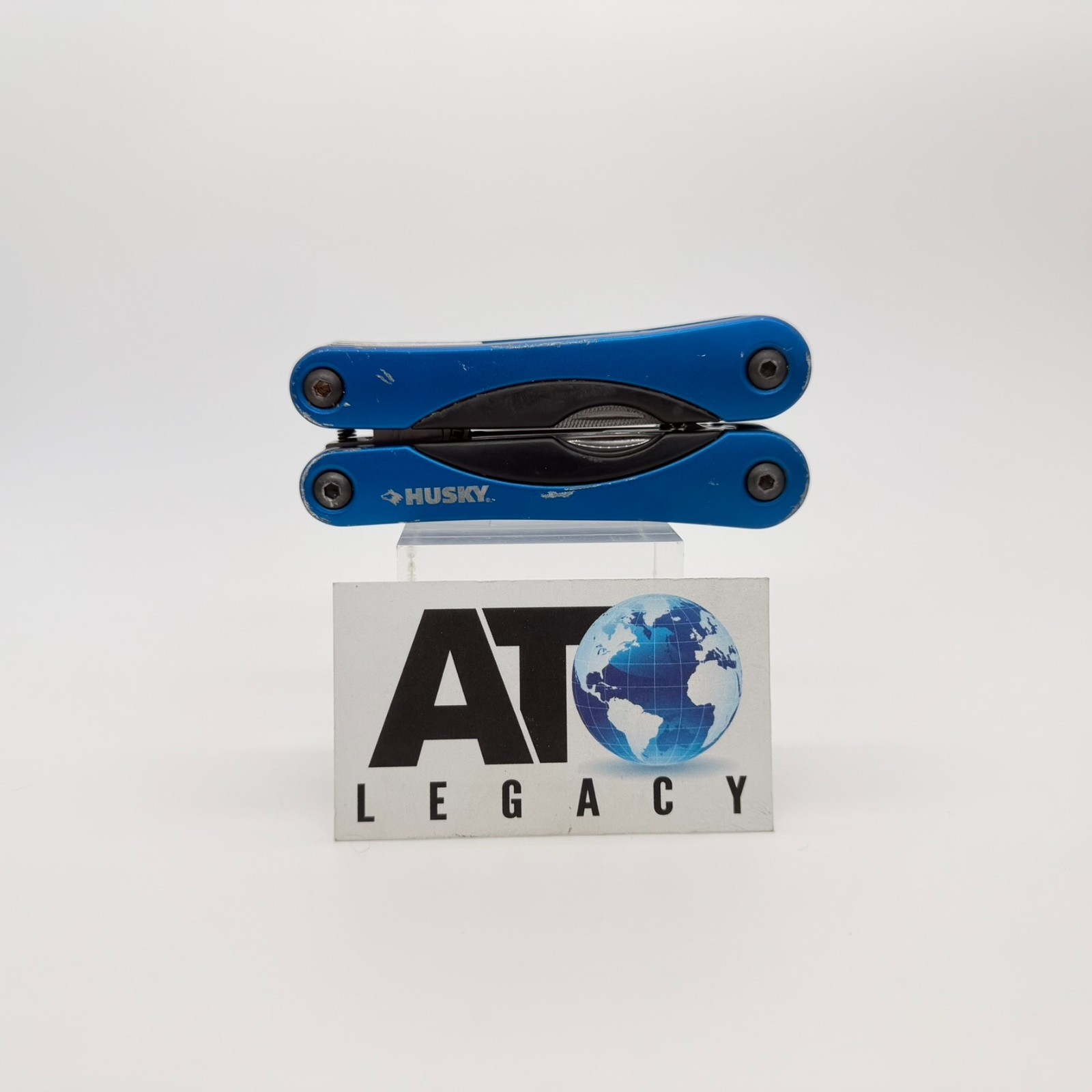 Husky 13-in-1 Tactical Multi-Tool Blue Anodized Aluminum Handle Folding Pliers