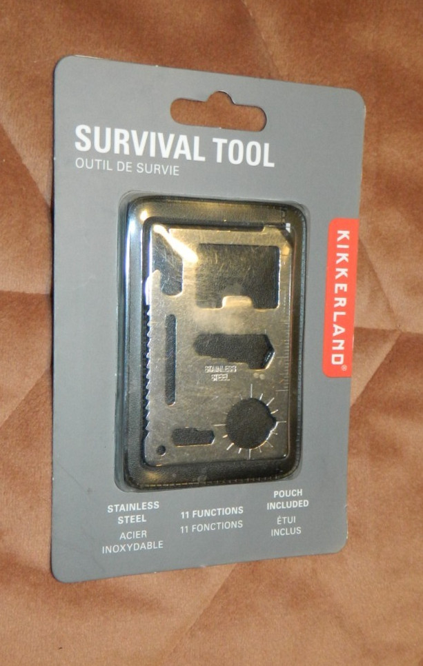 New KIKKERLAND SURVIVAL TOOL 11 Functions Stainless Steel with Pouch