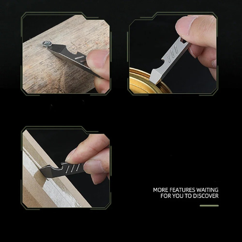 Mini TC4 Titanium Alloy Crowbar Bottle Opener Hexagon Wrench EDC Multi Pry Tool