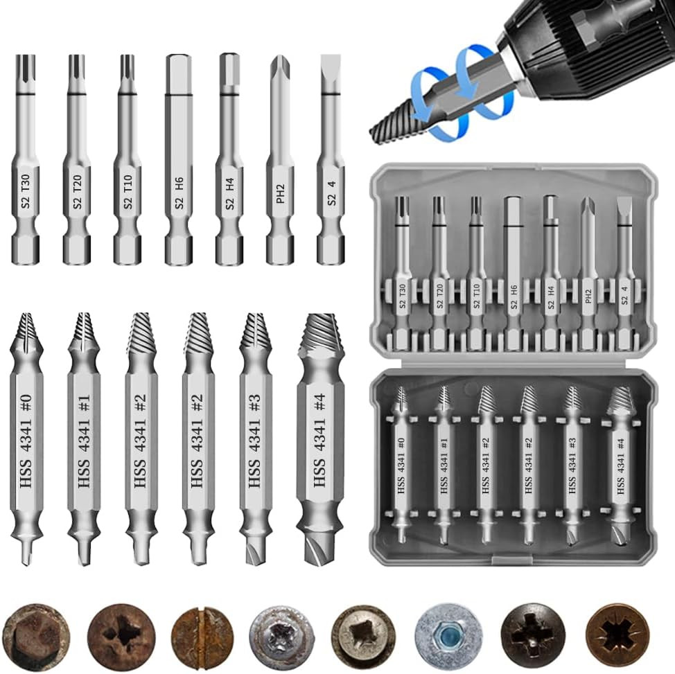 Regalos para hombres, Juego de extractores de tornillos dañados de 13 piezas