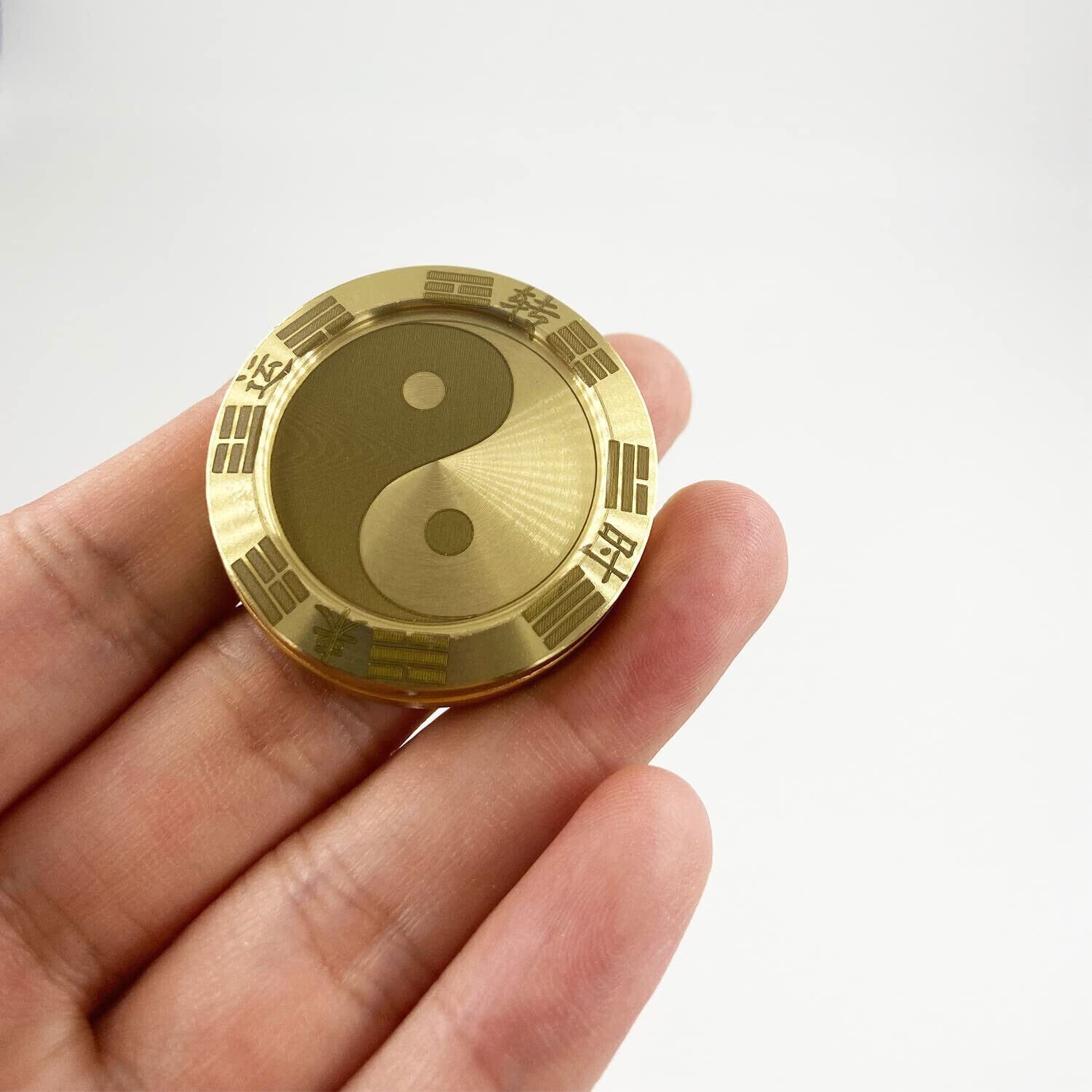 NewSolid Brass Fidget Slider Clicker luck Coin Tai Chi Haptic EDC Toy for Adult