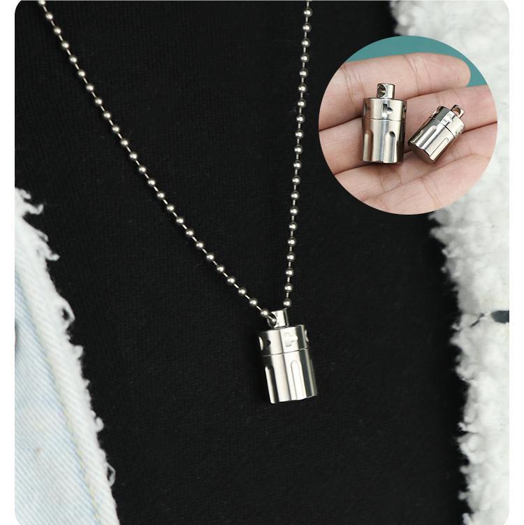 EDC Titanium Alloy Pill Case Holder Container Waterproof Keychain Pendant Gift