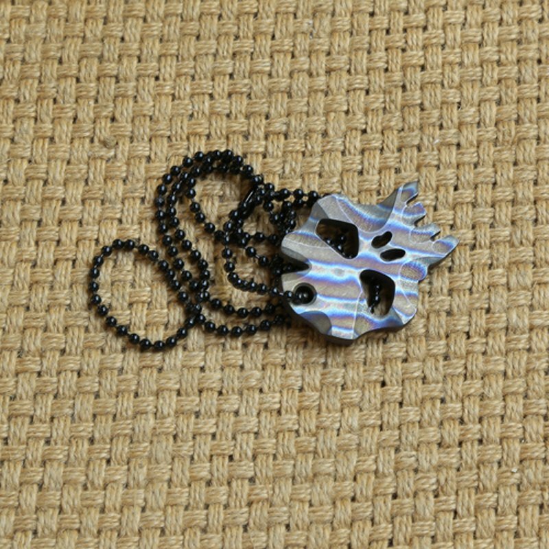 Titanium TC4 Skull Beads EDC Flame Key Chain Necklace Pendant Ornaments DIY Bead