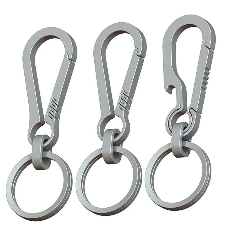 Titanium Carabiner Keychain Hook Key Ring with Bottle Opener EDC Outdoor Tool