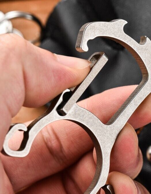 EDC Titanium Alloy Multi Tools Keychain Bottle Opener with Key Ring Gift