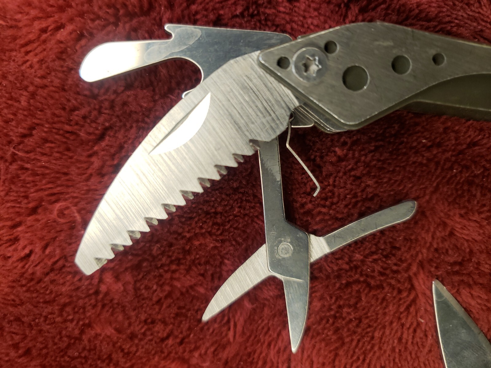 Lot of three Cabela’s Multi Tool Stainless Clear, Teal Green & Red