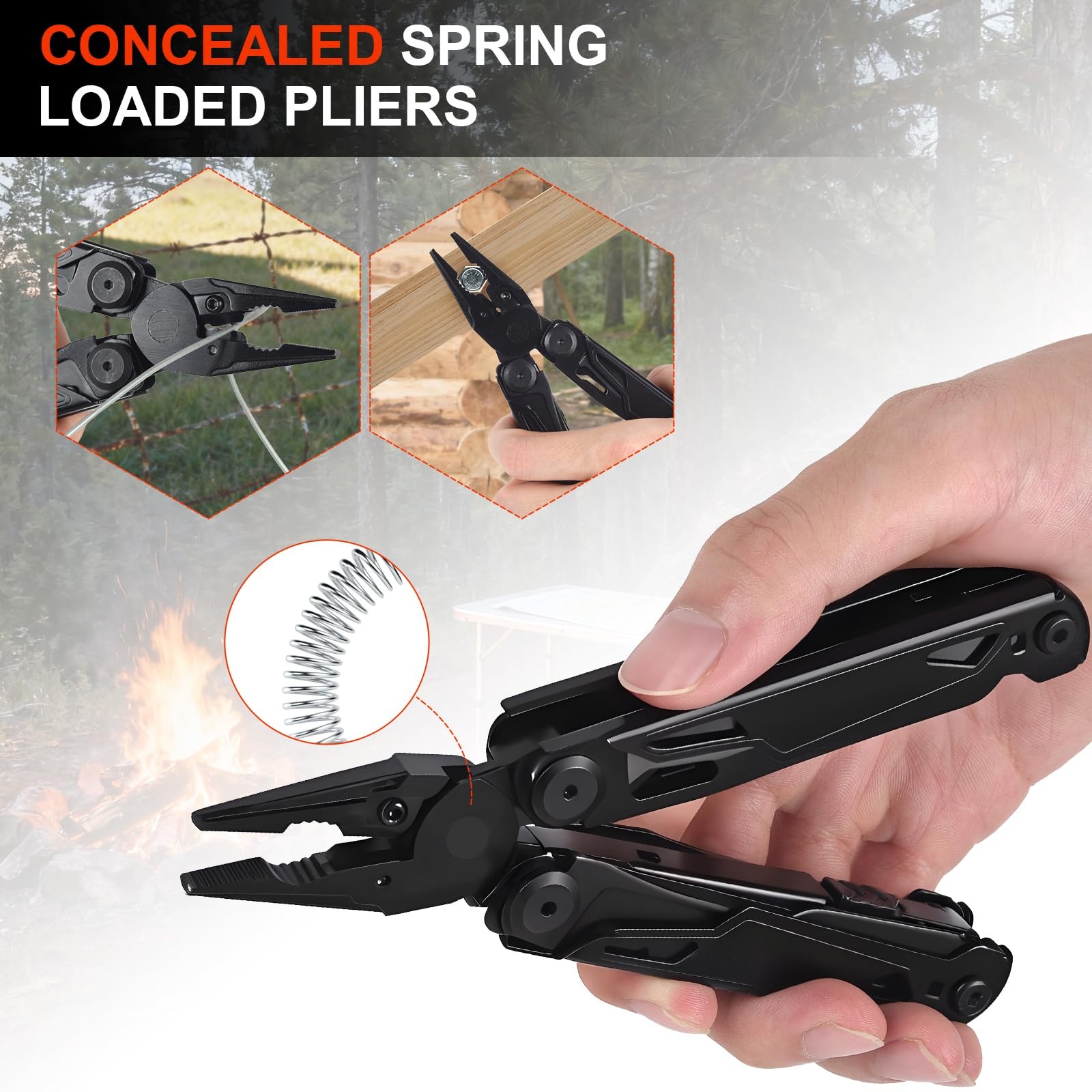 Multitool, 28-in-1 Stainless Steel Multi-Tool with Pocket Knife, Self-locking…