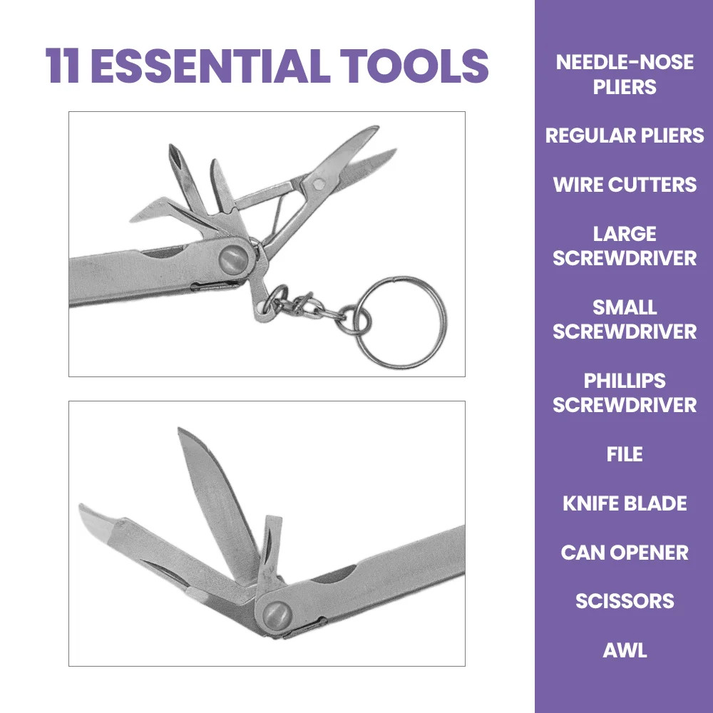 Zenport MFT27 Mini 12-Function Multi-Tool w/ Case, Silver