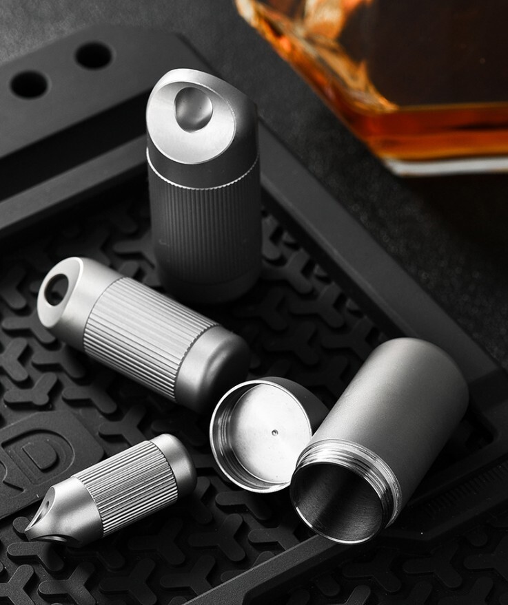 Titanium Waterproof Pill Holder Case Organizer Container Portable Keychain EDC