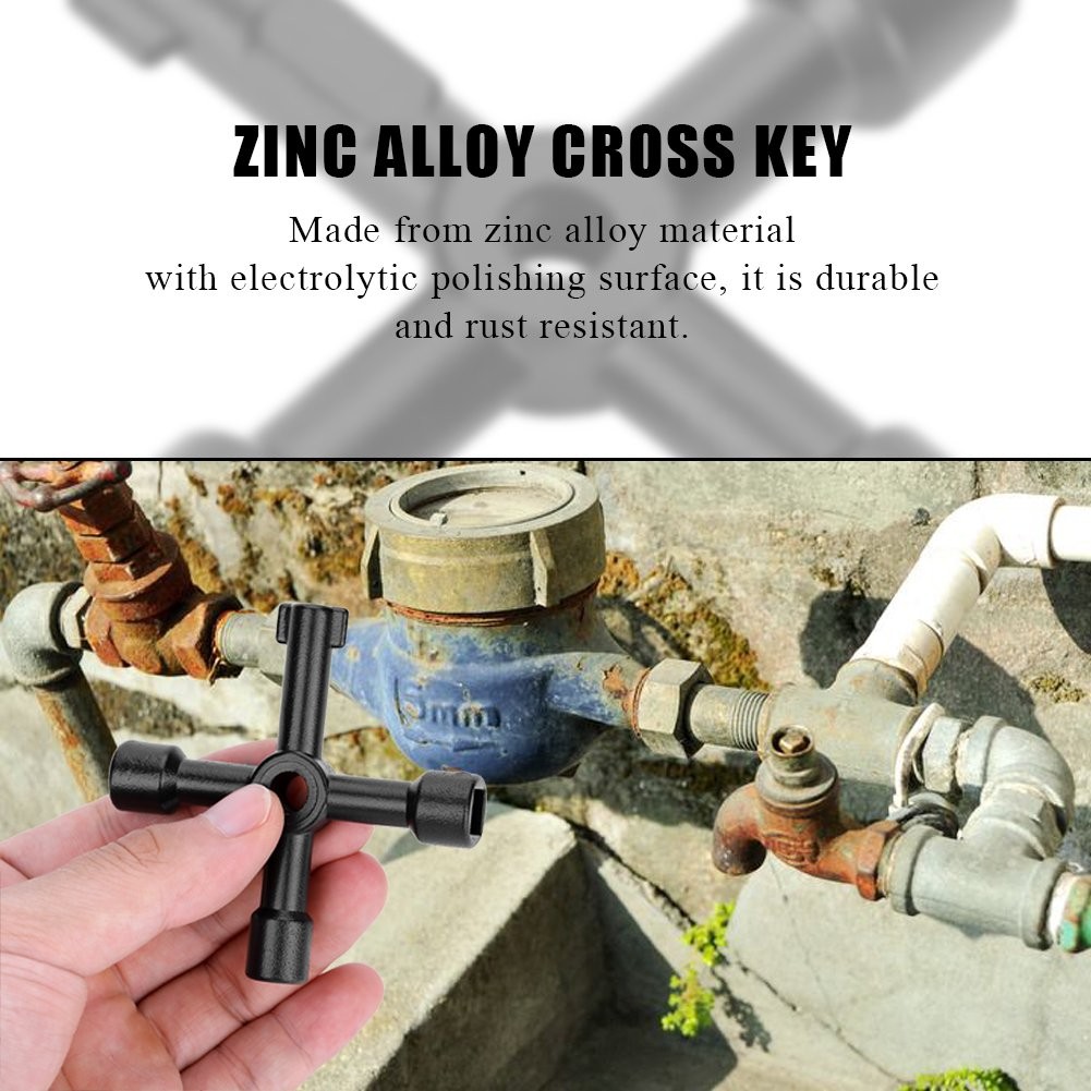 Universal Cross Key 4-Way Radiator Key Zinc Alloy Opening Key for Water Meter…