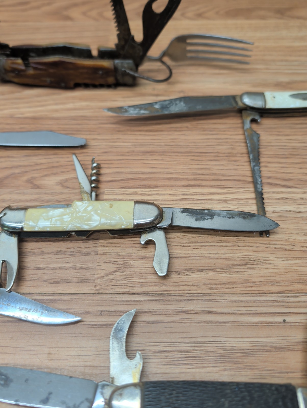 Vintage Stainless Steel Blade Pocket Survival Folding Multi-tool – Lot Of 9