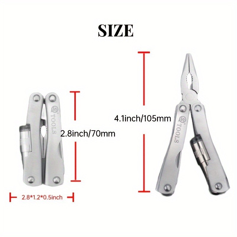 Folding 8-in-1 Outdoor Multi Tool Stainless Steel Pocket Knife Multitool Pliers