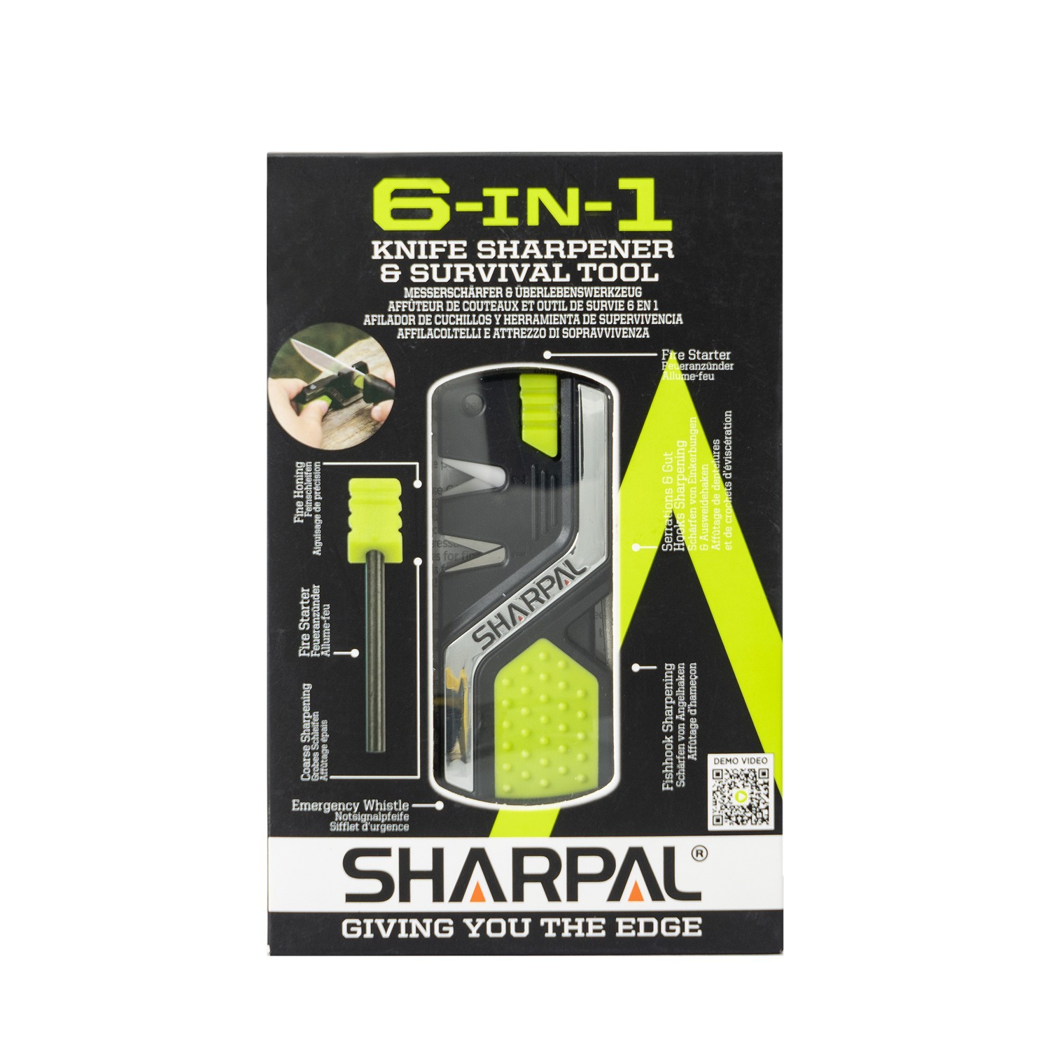 SHARPAL 6-In-1 Pocket Knife Sharpener&Survival Tool, with Fire Starter, Whistle