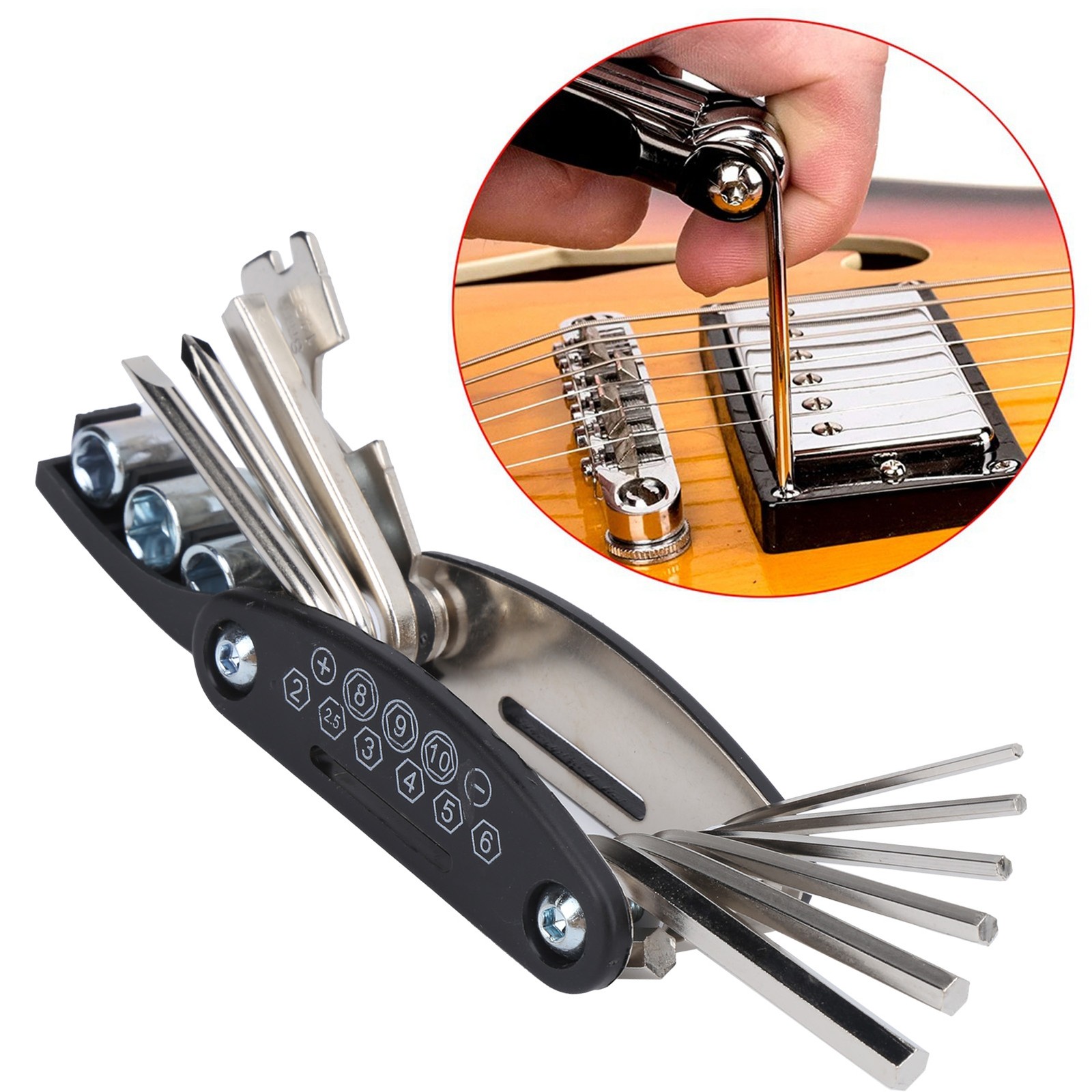 Guitar Multitool MultiFunction Wrench 13in1 Combination Repair Adjustment Ca CHU