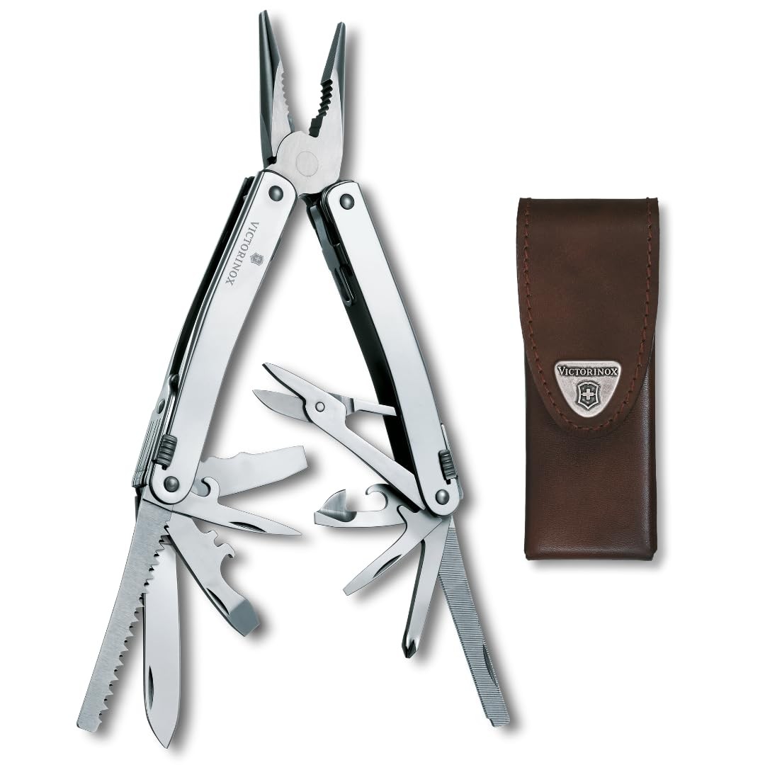 Multi Tool 24 Function Swiss Made with Locking Blade Leather Pouch Victorinox