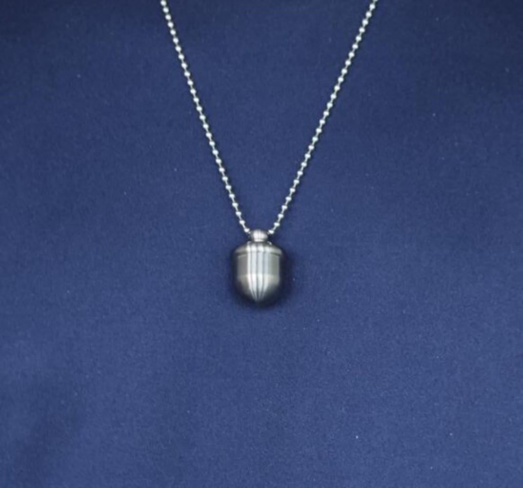 EDC Portable Pure Titanium Acorn Shape Waterproof Case Pill Box Ti Chain Pendant