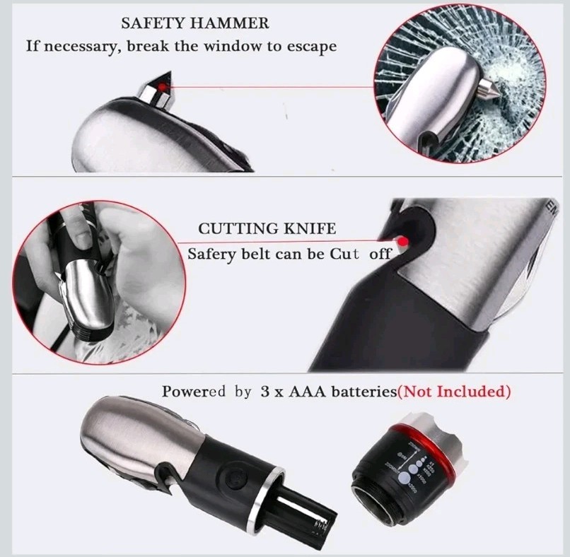 Adventure is Out There Automobile Car Emergency LED Flashlight Multi-Tool, Black