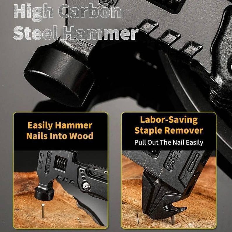 Custom Engraved Stainless Steel Black Multi-Tool Hammer Camping Gift for Husband