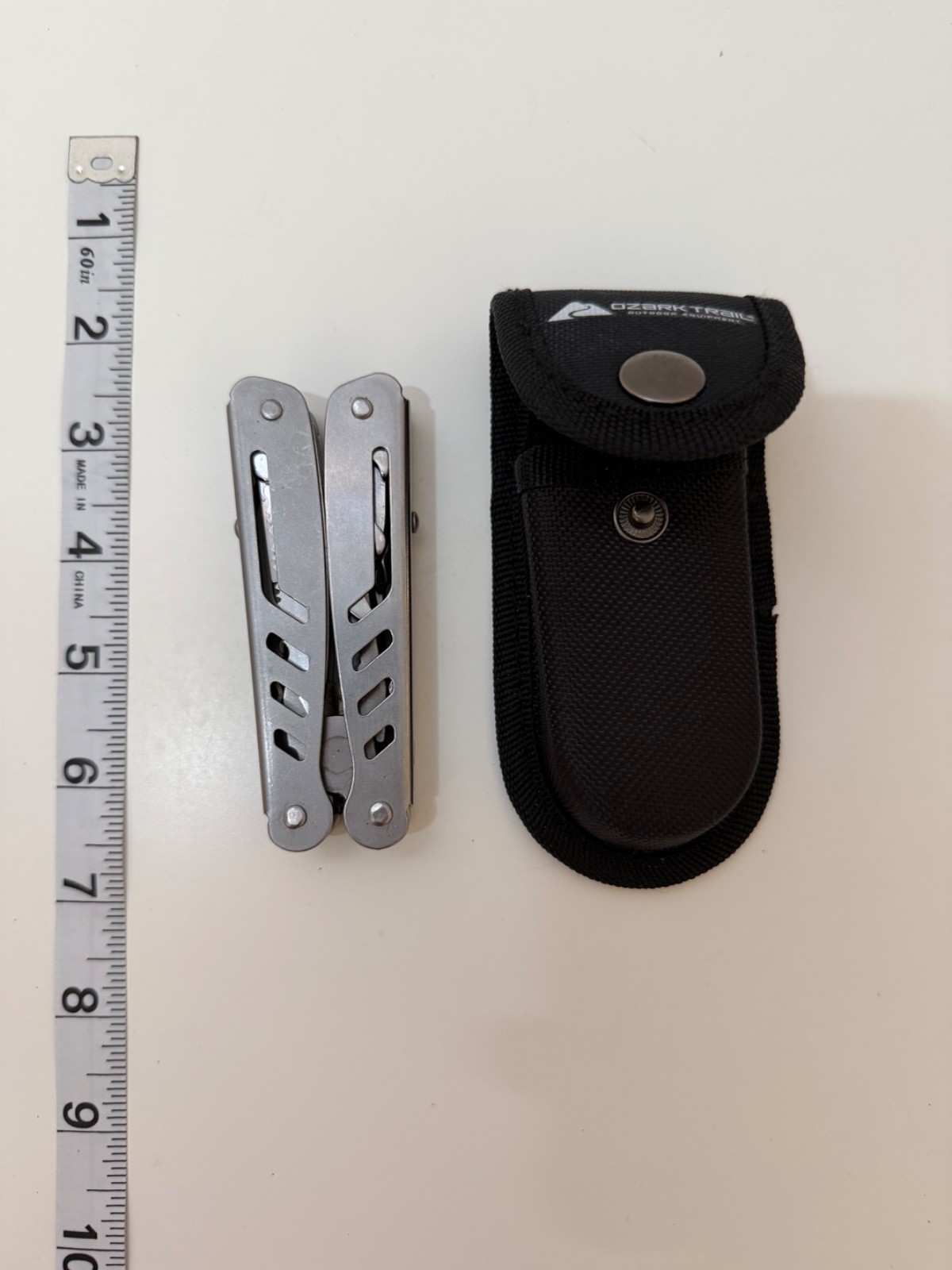 Ozark Trail Multi Tool Pliers Stainless Steel Folding Knife + Nylon Sheath Camp