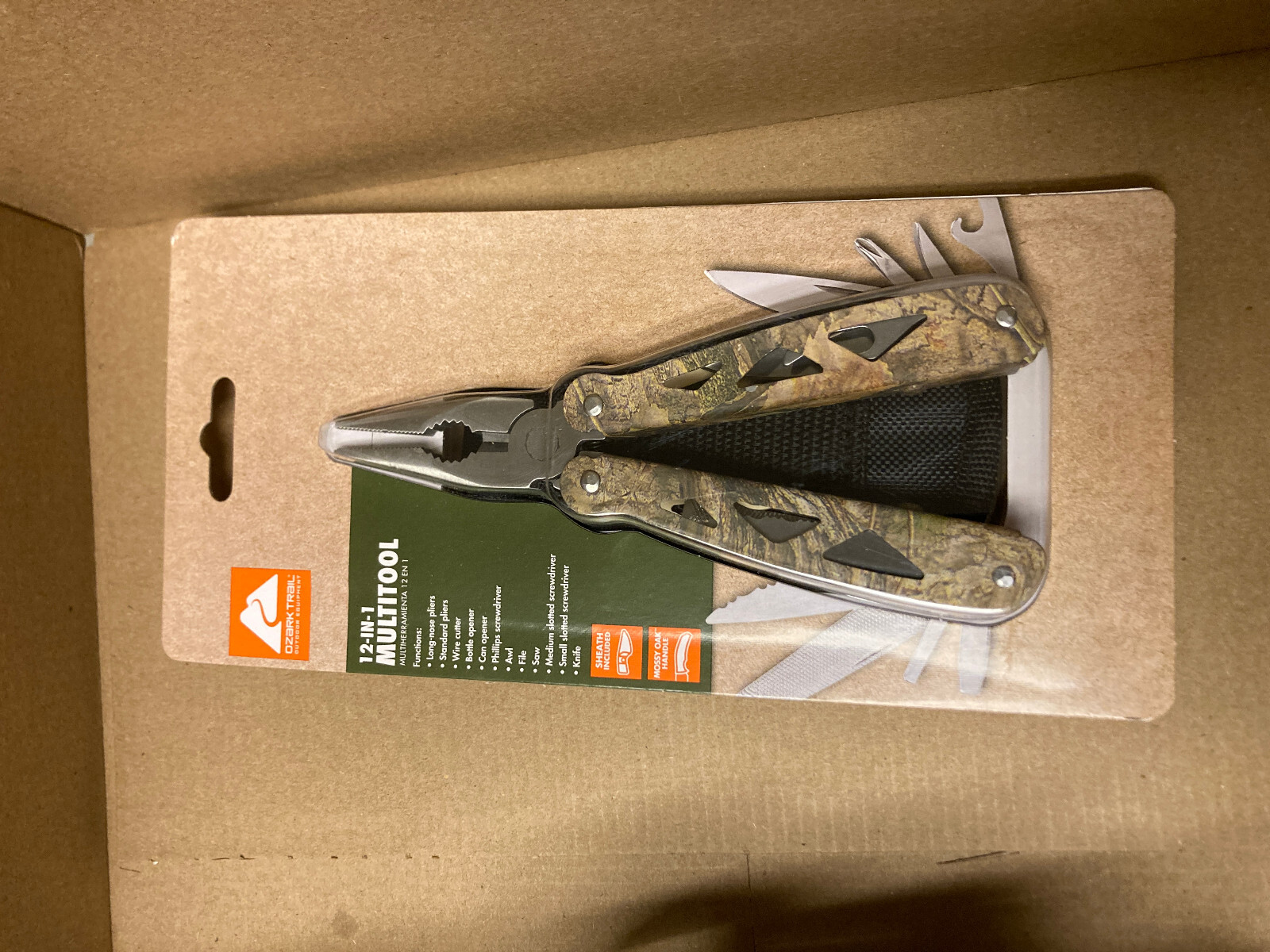 Ozark Trail 12 In 1 Multi-tool Camo Stainless Steel W Sheath Pliers Wire Cut
