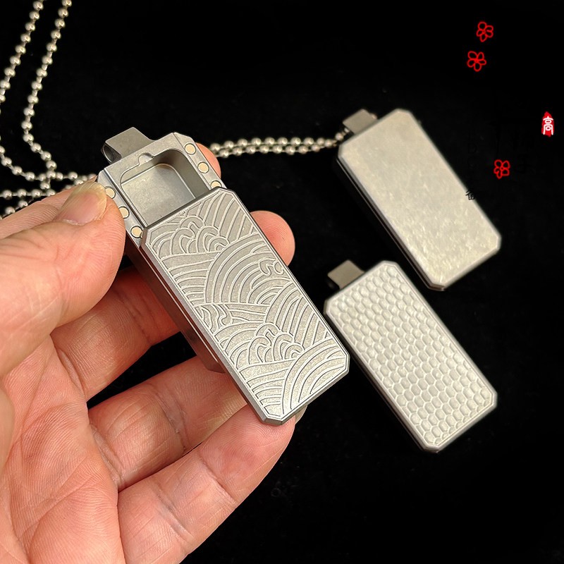 Titanium Alloy EDC Dog Tag Necklace Storage Box Mechanical Slider Fidget Toy