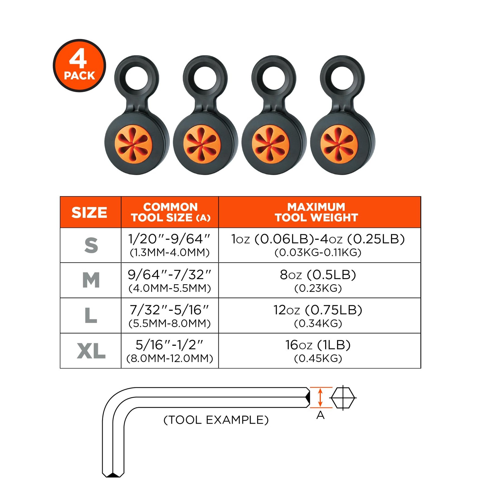 4 PCS Large Squids 3740 Hand Tool Attachment Slips Black Orange Lanyards