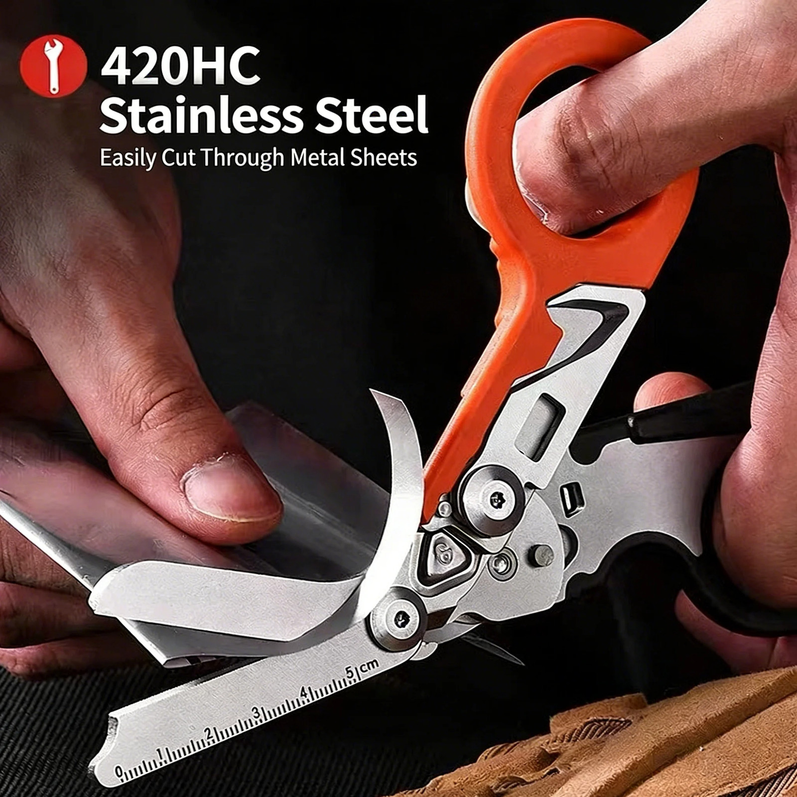 Multifunctional Emergency Rescue Shears with Strap Cutter Glass Breaker Outdoor