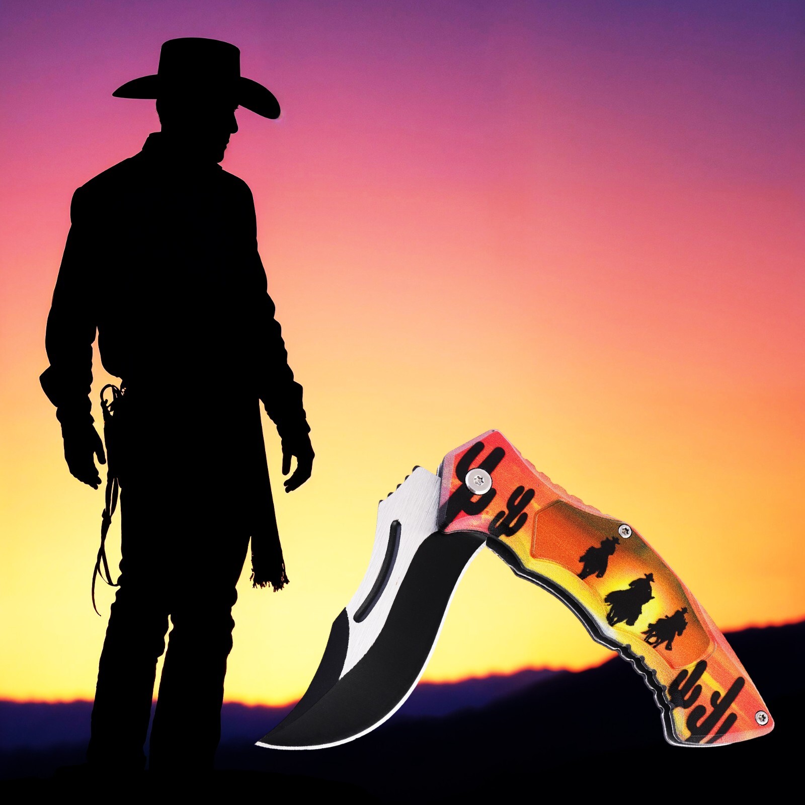 Cowboy Sunset Pocket Knife, Stainless Steel | Precision-Crafted