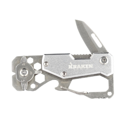 Kraken Tools 10 in 1 Stainless Steel EDC Multi Tool with Carabiner