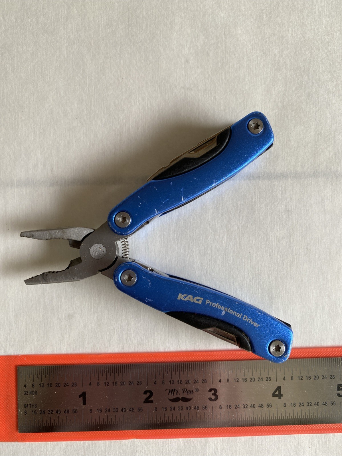 Lot of 4 Blue KAG & Unbranded Mini Multitools Knife Folding Pliers Camp Hike